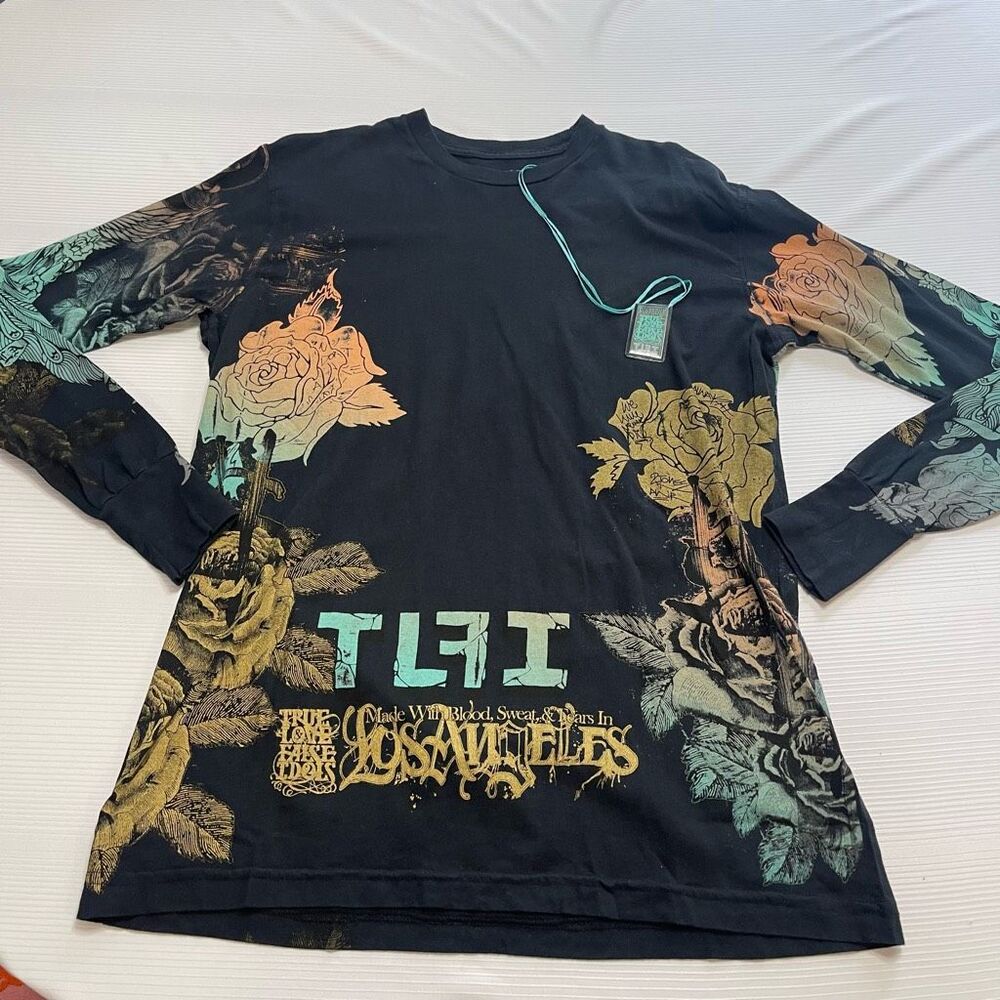 NWT True Love False Idols Black Long Sleeve Shirt Size Large New - Picture 2 of 13